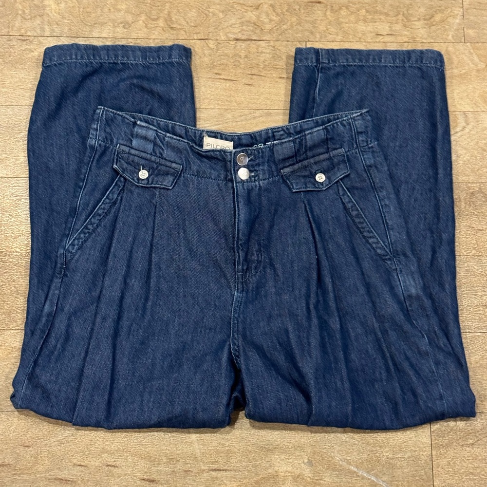 Pilcro Blue Wide-Leg Pants - Picture 4 of 7